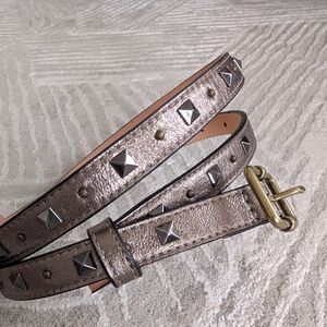 Coach Studded Metallic Leather Belt - Bronze
